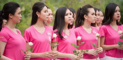 Thí sinh Hoa hậu Việt Nam mang hoa trắng tới viếng mộ Hàn Mặc Tử