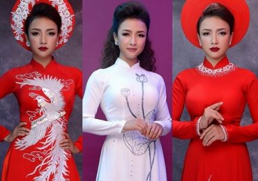 Diễn viên Lê Bê La làm mẫu áo dài cho cô dâu trong ngày cưới