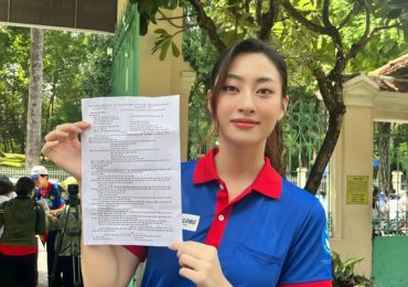 Hoa hậu Lương Thùy Linh nhiệt tình tiếp sức các sĩ tử trong kỳ thi THPT Quốc gia