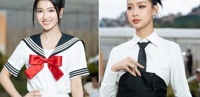Hoa hậu Bảo Ngọc và Á hậu Phương Nhi hóa thân thành các thủy thủ, nổi bật trên sàn runway